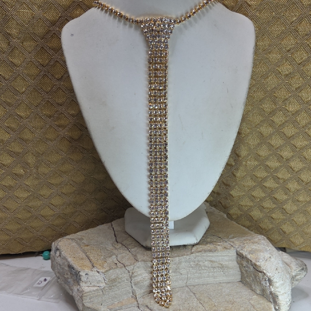 Gold-Tone Crystal Drop Necklace - Elegant Women’s Jewelry